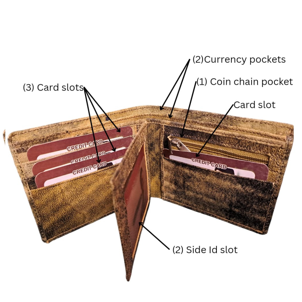 BROWN TEXTURE GENTS LEATHER WALLET - GW 09