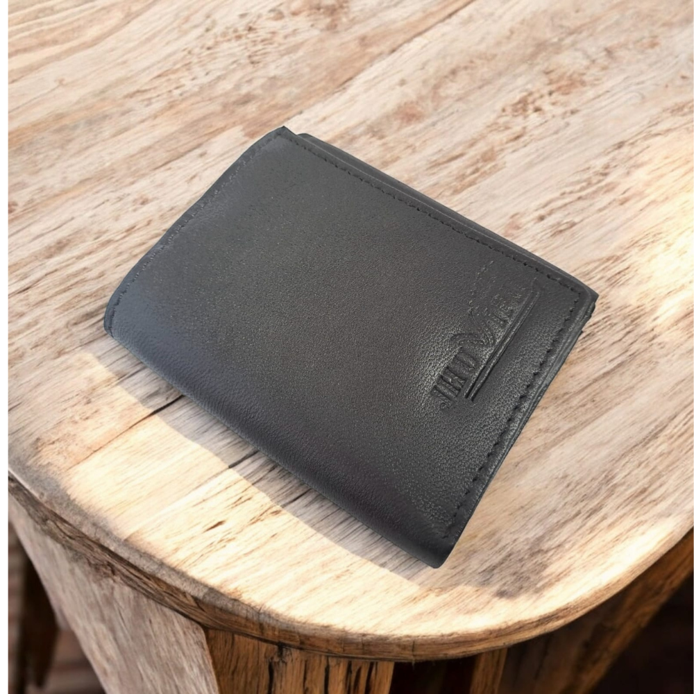 Jhuviph GW 05 – Premium Black Trifold Leather Wallet for Men