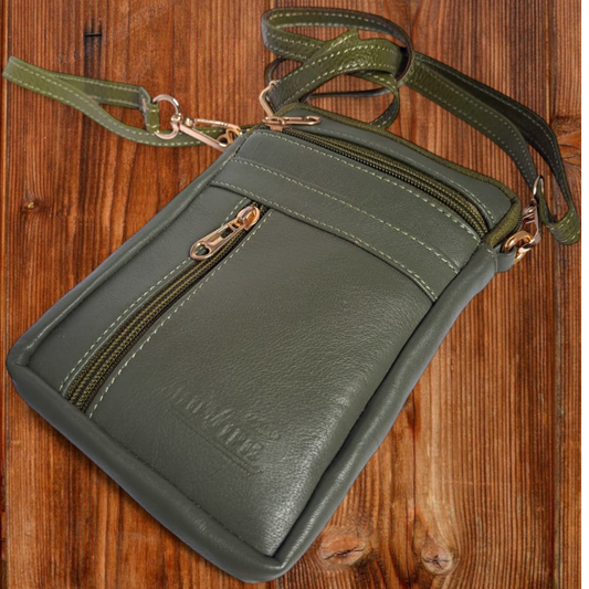 FOREST GREEN LEATHER SLING BAG LP 03