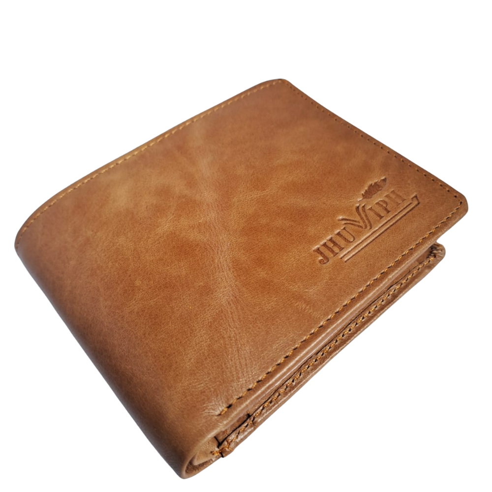 Premium Leather Bi-Fold Wallet in Tan – Jhuviph (Model No. GW 02)