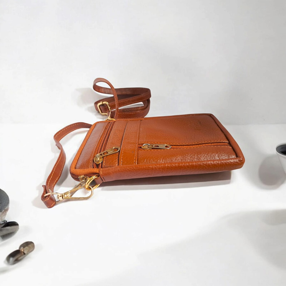 Jhuviph LP 01  Brown Leather Sling Bag