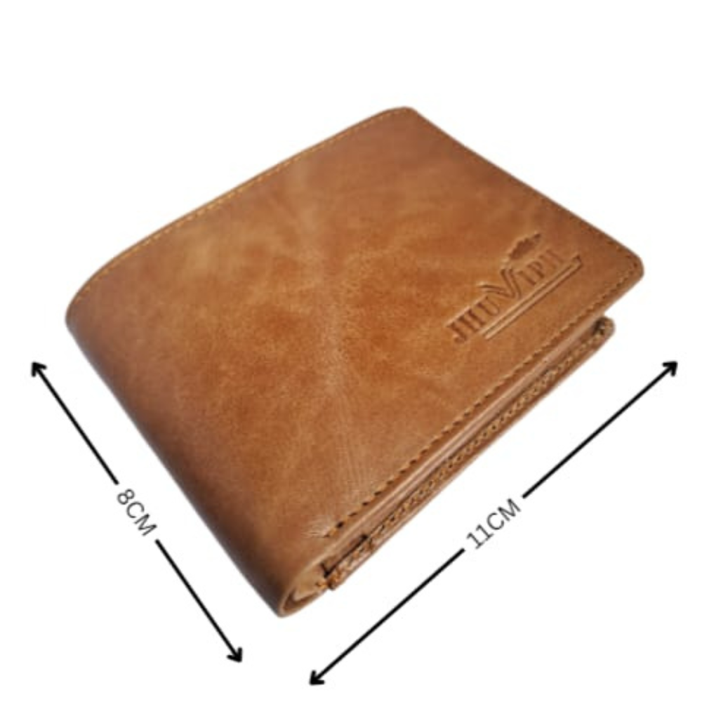 Premium Leather Bi-Fold Wallet in Tan – Jhuviph (Model No. GW 02)