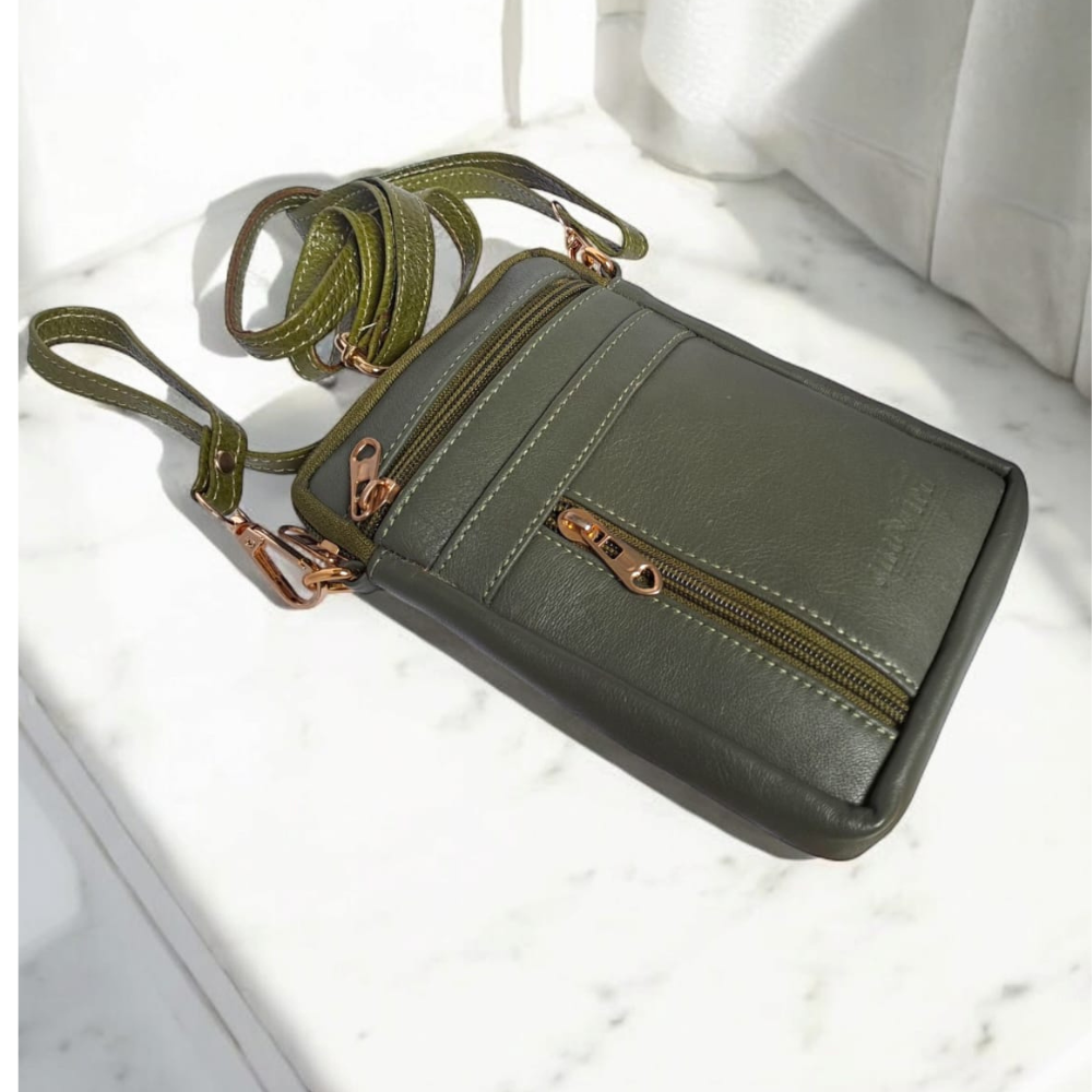 FOREST GREEN LEATHER SLING BAG LP 03